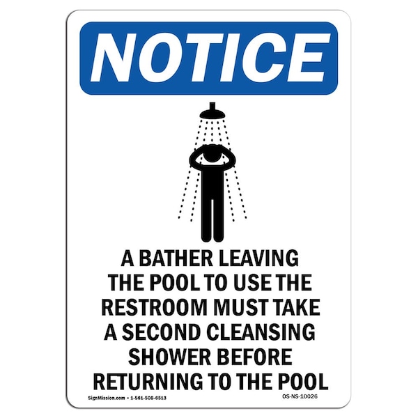 Signmission OSHA Notice, 5" Height, A Bather Leaving The Sign With Symbol, 5" X 3.5", Portrait OS-NS-D-35-V-10026 - main